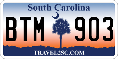 SC license plate BTM903