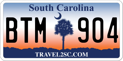 SC license plate BTM904