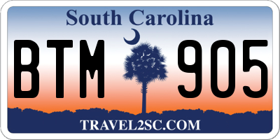 SC license plate BTM905