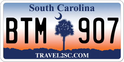 SC license plate BTM907