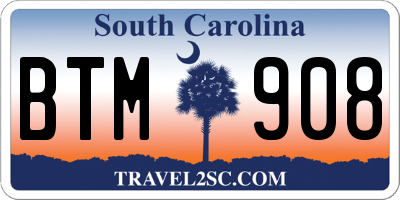 SC license plate BTM908