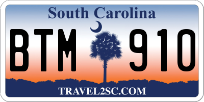 SC license plate BTM910
