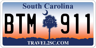 SC license plate BTM911