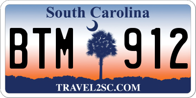 SC license plate BTM912