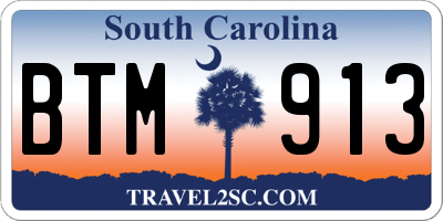 SC license plate BTM913