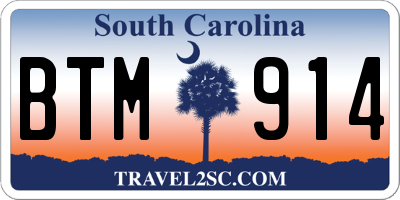 SC license plate BTM914