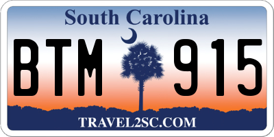 SC license plate BTM915