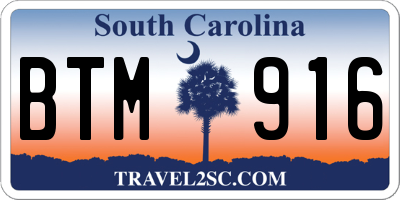 SC license plate BTM916
