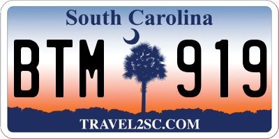 SC license plate BTM919