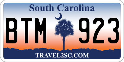 SC license plate BTM923