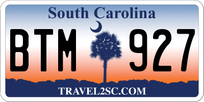 SC license plate BTM927