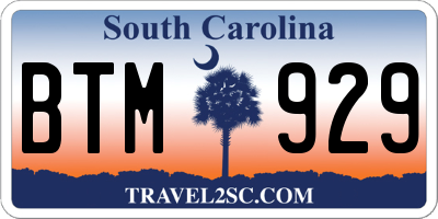SC license plate BTM929