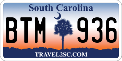 SC license plate BTM936