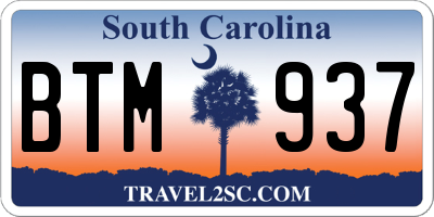 SC license plate BTM937