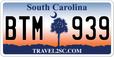 SC license plate BTM939