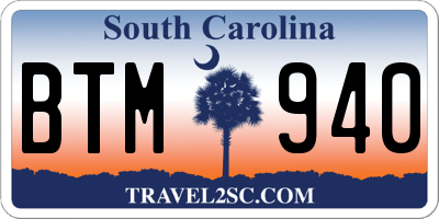 SC license plate BTM940