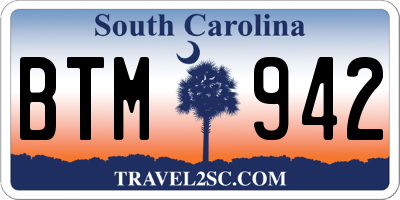 SC license plate BTM942