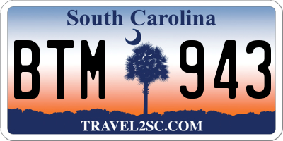 SC license plate BTM943