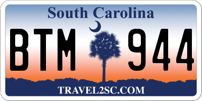 SC license plate BTM944