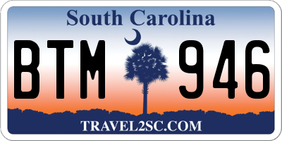 SC license plate BTM946