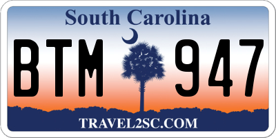 SC license plate BTM947