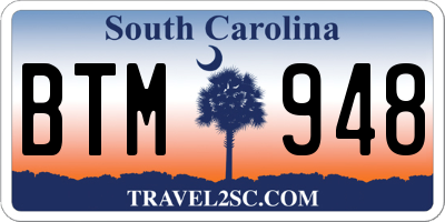 SC license plate BTM948