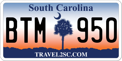 SC license plate BTM950