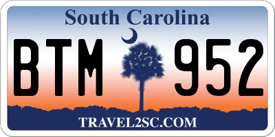 SC license plate BTM952