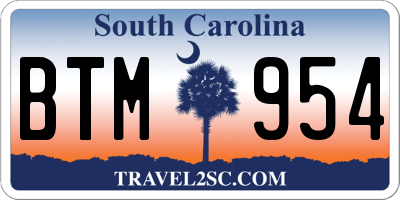 SC license plate BTM954