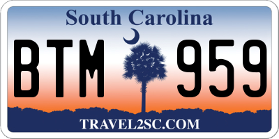 SC license plate BTM959