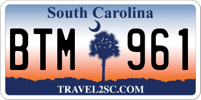 SC license plate BTM961