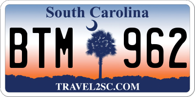 SC license plate BTM962