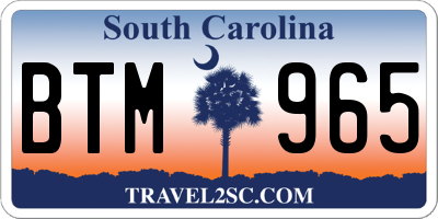 SC license plate BTM965