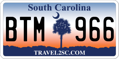 SC license plate BTM966