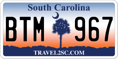 SC license plate BTM967