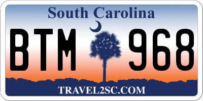 SC license plate BTM968
