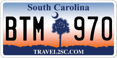 SC license plate BTM970