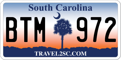 SC license plate BTM972