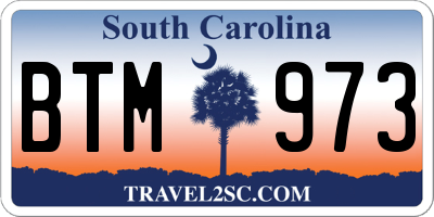 SC license plate BTM973