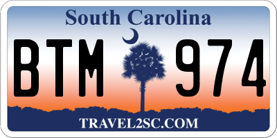 SC license plate BTM974