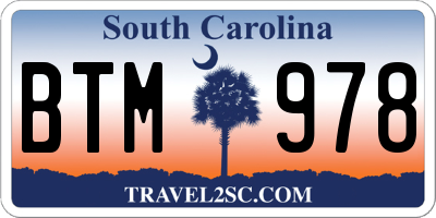 SC license plate BTM978