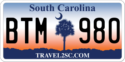 SC license plate BTM980