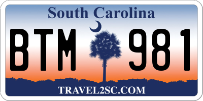SC license plate BTM981