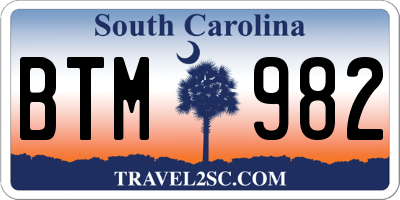 SC license plate BTM982