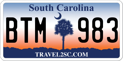 SC license plate BTM983