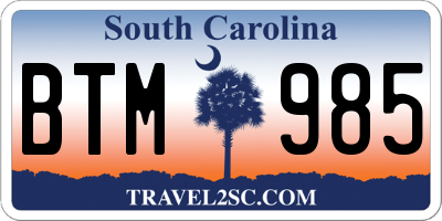 SC license plate BTM985