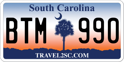 SC license plate BTM990