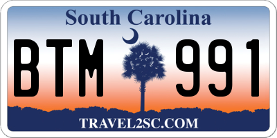 SC license plate BTM991
