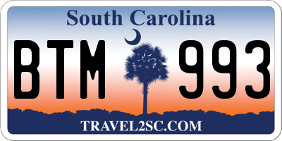 SC license plate BTM993