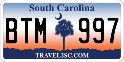 SC license plate BTM997